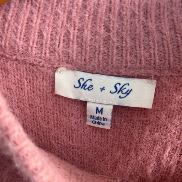 She + Sky Pink Cutout Sweater - Picture 3 of 4